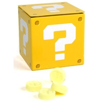 Mario Mystery Cube Coin Candy Stålboks Offisielt Nintendo Super Mario snop!